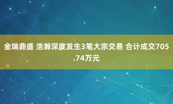 金瑞鼎盛 浩瀚深度发生3笔大宗交易 合计成交705.74万元