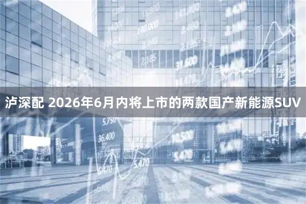 泸深配 2026年6月内将上市的两款国产新能源SUV